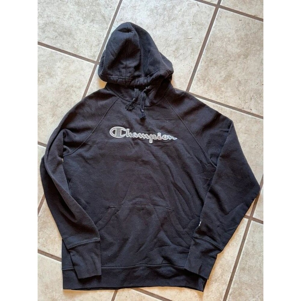 Boys Black Champion Hoodie Size Medium